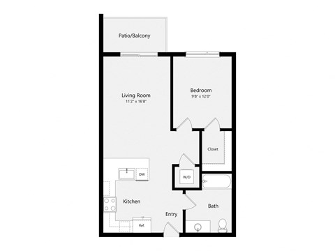 a floor plan of a 1 bedroom floor plan